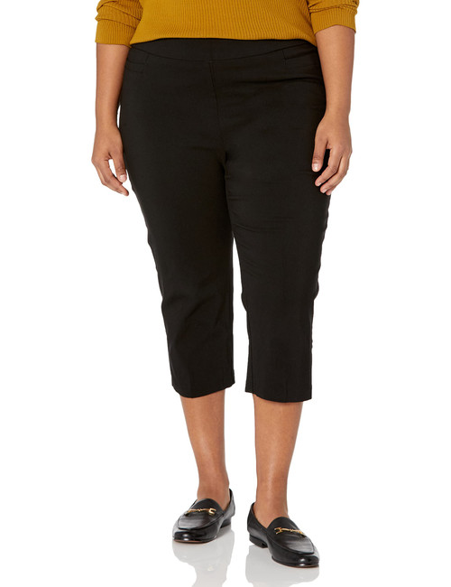 Briggs New York Womens Plus-Size Pull On Capri Pocket Casual Pants, Black, 20 Plus