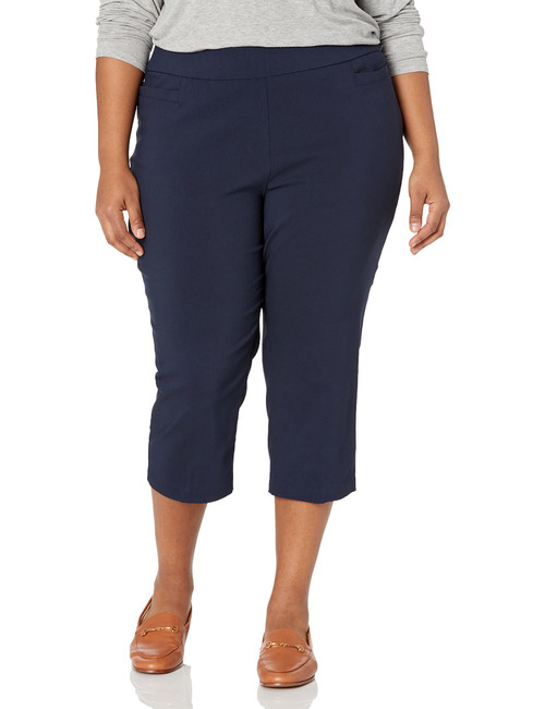 Briggs New York Womens Plus-Size Pull On Capri Pocket Casual Pants, Navy, 16 Plus