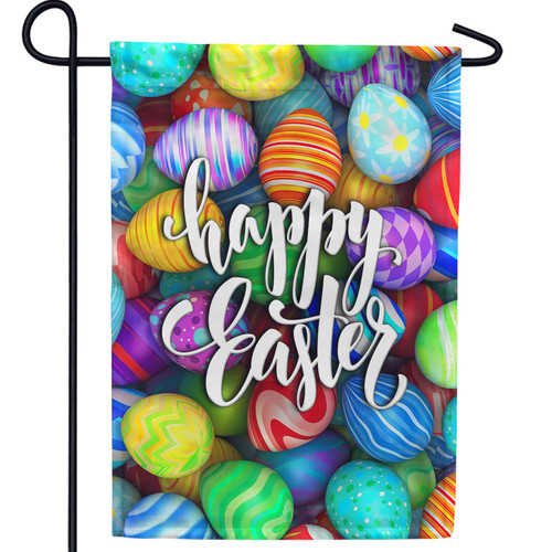 America Forever Happy Easter Garden Flag 12.5 x 18 inch Double Sided Colorful Easter Eggs Farmhouse Spring Seasonal Holiday Yard Outdoor Decorative Flag