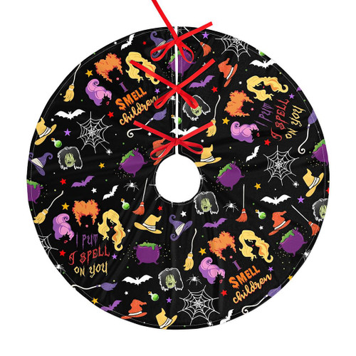 Halloween Tree Skirt Ghost Pumpkin Skull Tree Mat for Halloween Christmas Xmas Festive Party Yard Decoration Ornaments 48 Inches