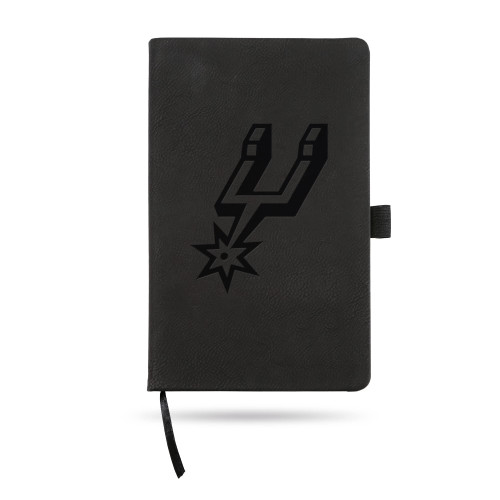 Rico Industries NBA San Antonio Spurs Black Laser Engraved Small Notepad Jounral/Notepad 8.25" x 5.25"- Office Accessory