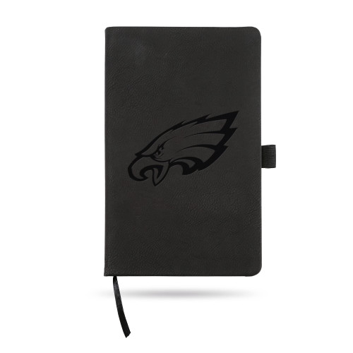 Rico Industries NFL Philadelphia Eagles Black Laser Engraved Small Notepad Jounral/Notepad 8.25" x 5.25"- Office Accessory