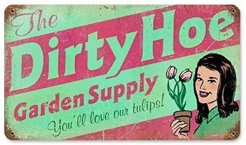 Retro Dirty Hoe Garden Supply Metal Tin Sign Vintage Coffee Wall Coffee Bar Decor 8x12 Inch Tin Sign Wall Decoration