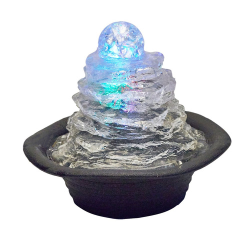 OK Lighting FT-1220 7.50" Table Fountain with Light