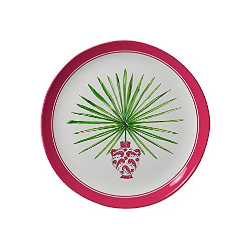 Merritt - Melamine Round Salad Plate - Pink Trellis - 8"