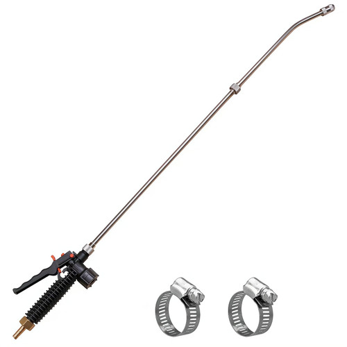 36 Inches Replacement Sprayer Wand,Adjustable Universal Sprayer Wand with 3/8" Brass Barb, Stainless Steel Replacement Sprayer Wand with Shut off Valve & 2 Hose Clamps