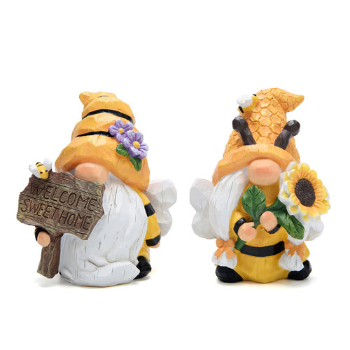 Hodao 2PCS Spring and Summer Honeybee Gnomes Decorations World Bee Day Decorations Gifts -Swedish Fall Elf Dwarf Figurine Table Summer Honey Bumble Bee Gnomes Decorations for Home