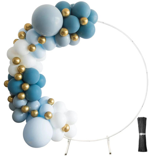 Wedding Arch Round Backdrop Stand Wedding Arches for Ceremony Wedding Arch Stand 6.6ft Round Balloon Arch Frame Golden Balloon Arch Stand Round Balloon Backdrop Frame (White 6.6ft)