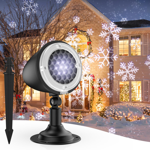 Christmas Projector Lights Outdoor, LED Snowflake Projector Lights, IP65 Waterproof Snowfall Projector Lights, Christmas Decorations Lighting for Indoor Xmas Holiday Party Wedding Garden Patio