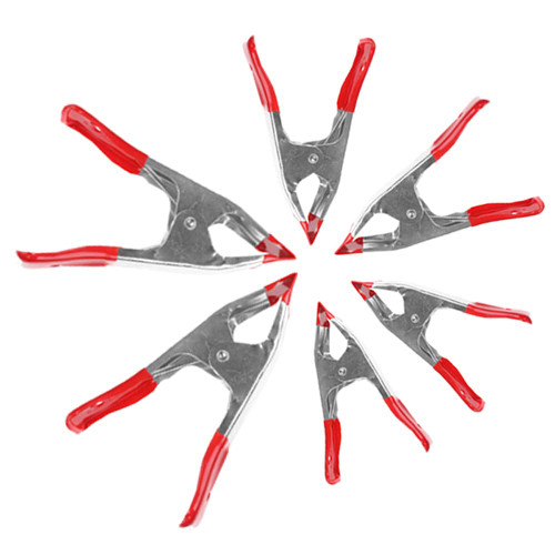 (6 Pack) 6/4/2 inch Spring Clamp Set, Heavy Duty Metal Spring Clamps, with Protected Rubber Handles and Tips