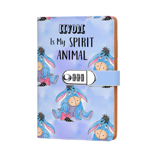 FYWZXED Eeyore Leather Combination lock Notebook Eeyore Quote Notebook for Women Men Movie Love Gift Birthday Graduation Gifts for Daughter Son (eeyore is my spirit animal)