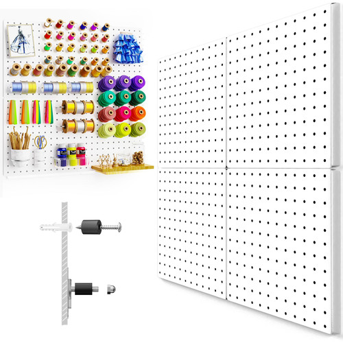 Peg Board, Pegboard, Pegboard Wall Organizer, Metal Pegboard Panels with 2 Easy Installation Ways, Peg Boards for Walls, White Pegboard for Craft Room Garage Kitchen Workshop Tool Organization