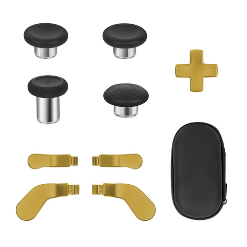 Metal Thumbsticks for Xbox Elite Series 2 Core Controller Accessories, Replacement Magnetic Buttons kit Includes 4 Swap Magnetic Joysticks, 4 Trigger Paddles, 1 Standard D-Pads (Gold)