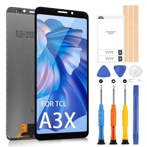 Screen Replacement for TCL A3X LCD Display, LCD Screen Replacement for TCL A3X A600DL 6" Touch Screen Digitizer Assembly with Repair Kits