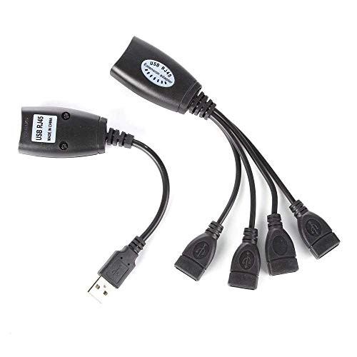 Haokiang USB to Rj45 Over Cat5 5e 6 to 150ft RJ45 to 4 USB Network Ethernet Extension Adapter USB HUB Cable