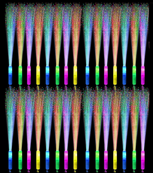 30 Pack LED Wands Fiber Optic Wands Light Up Wand Glow Sticks Bulk with 3 Flashing Models for 4th of July Concerts Clubs Party Favors