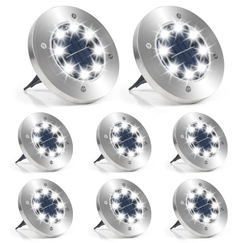 XSUPER Solar Ground Lights, 8 LED Solar Garden Lights, Waterproof In-Ground Outdoor Landscape Lights, 8 Packs Solar Powered Disk Lights for Patio Pathway Lawn Yard Deck Driveway Walkway XSUPER Solar Ground Lights, 8 LED Solar Garden Lights, Waterproof In-Ground Outdoor Landscape Lights, 8 Packs Solar Powered Disk Lights for Patio Pathway Lawn Yard Deck Driveway Walkway