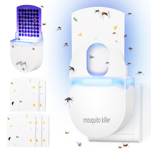 Flying Insect Trap Plug-in Mosquito Trap Gnat Traps for House Indoor 2023 ??????? UV Night Light Bug Catcher with 5 Sticky Trap Boards,Fruit Fly Traps Attractant Catcher for Home Office