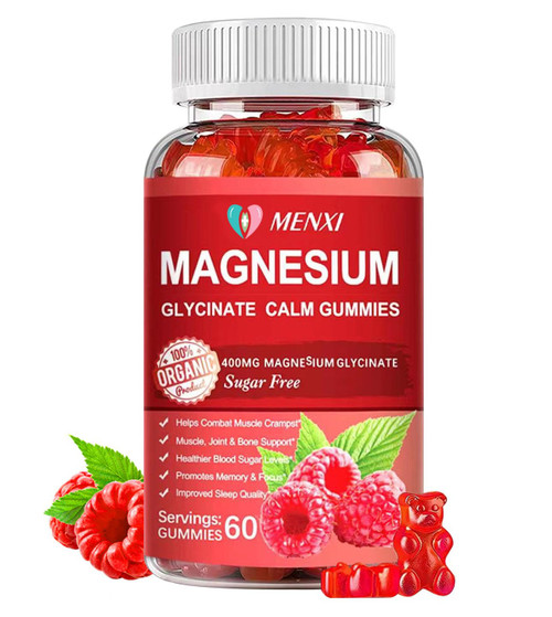 Magnesium Gummies 600mg per Serving-Magnesium Glycinate 400mg and Magnesium L-Threonate 200mg,Sugar Free Magnesium Potassium Supplement for Calm Mood, Muscle, Bone & Sleep Support,60 Raspberry Gummies