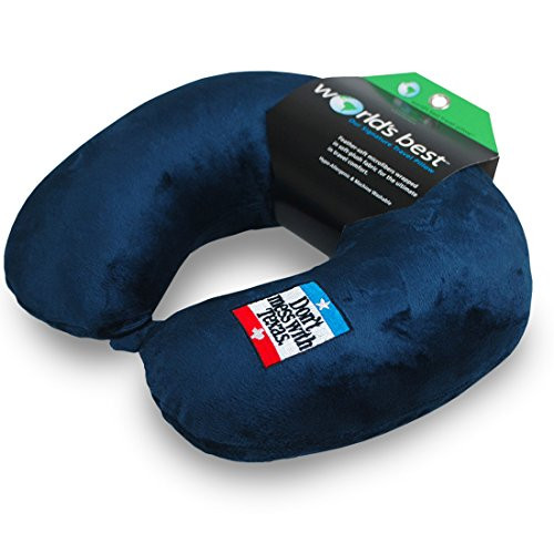 World's Best Don't Mess with Texas Feather Soft Microfiber Neck Pillow, Navy