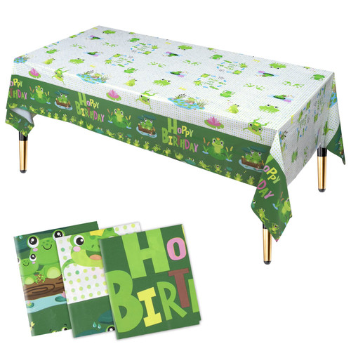 HHLCWA 3 Pack Frog Party Tablecloths, Cute Cartoon Frog Plastic Table Cover for Cartoon Frog Themed Birthday Party Supplies Decorations, 86.6 x 51.2in HHLCWA 3 Pack Frog Party Tablecloths, Cute Cartoon Frog Plastic Table Cover for Cartoon Frog Themed Birthday Party Supplies Decorations, 86.6 x 51.2in