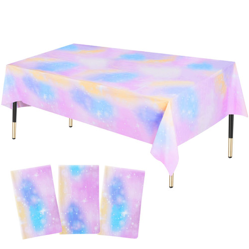 HHLCWA 3 Pack Pastel Rainbow Party Tablecloth, Plastic Pink Rainbow Birthday Party Table Covers, Rainbow Cloud Tablecloth for Starry Themed Birthday Party Decorations Supplies, 107.8 x 51.2in HHLCWA 3 Pack Pastel Rainbow Party Tablecloth, Plastic Pink Rainbow Birthday Party Table Covers, Rainbow Cloud Tablecloth for Starry Themed Birthday Party Decorations Supplies, 107.8 x 51.2in