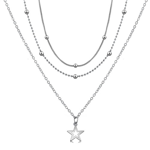Aluinn Star Layered Necklace Boho Choker Necklaces Silver Necklace Chain Jewelry for Women and Teen Girl Aluinn Star Layered Necklace Boho Choker Necklaces Silver Necklace Chain Jewelry for Women and Teen Girl