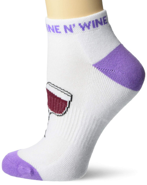 K. Bell Socks Womens Fun Happy Hour Funny Novelty Crew, Nine N' Wine (White)