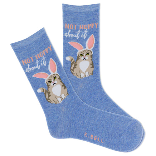 K. Bell Socks womens Cat Lover's Fun & Cute Novelty Crew Socks, Blue, 9 11 US