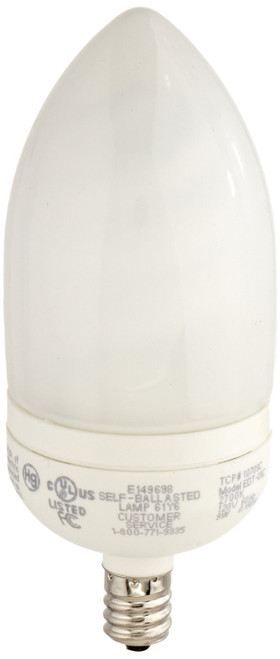 TCP Torpedo CFL 40W Equivalent, Soft White (2700K) Candelabra Base Decorative Light Bulb