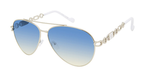 Jessica Simpson J6105 Chic Women's Metal Aviator Pilot Sunglasses with 100% UV Protection. Glam Gifts for Her, 62 mm, Silver & White