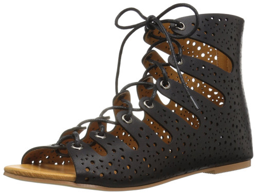 N.Y.L.A. Women's Sunspot Flat Sandal, Black, 9 M US