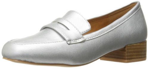 N.Y.L.A. Women's Lomo Penny Loafer, Silver, 8 M US
