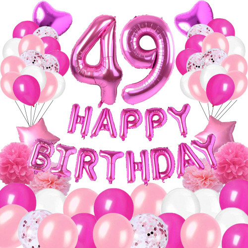Happy 49th Birthday Party Decorations Pink Latex,Rose Red Latex and Sequin Balloons Happy Birthday Banner Foil Number Balloons and More for 49 Years Old Birthday Party Supplies Happy 49th Birthday Party Decorations Pink Latex,Rose Red Latex and Sequin Balloons Happy Birthday Banner Foil Number Balloons and More for 49 Years Old Birthday Party Supplies