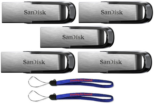 SanDisk Ultra Flair USB (5 Pack) 3.0 64GB Flash Drive High Performance Thumb Drive/Jump Drive up to 150MB/s - with (2) Everything But Stromboli (tm) Lanyard