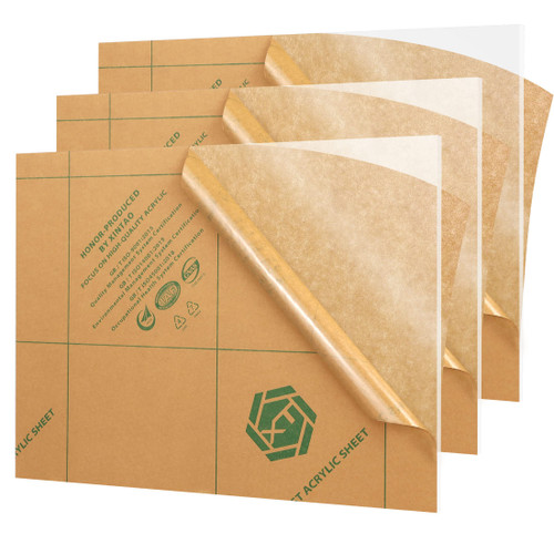 3 Pack 12" x 16" Clear Acrylic Sheet Plexiglass,ROMXECZ 1/8 inch Thick Clear Cast Plastic Sheets,Glass Alternative for DIY Display Projects,Sign,Stand,Photo/Picture Frame,Painting,Tags-Transparent