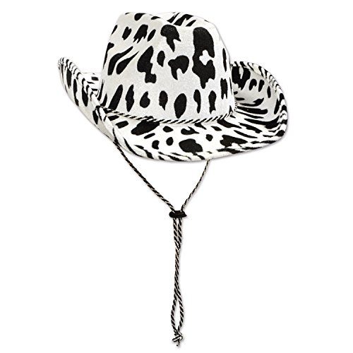 Beistle 60830 Cow Print Cowboy Hat, White/Black