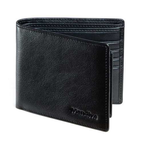 Mandiva Wallet for Men-Genuine Leather RFID Blocking Bifold Stylish Wallet With 2 ID Window (Black)