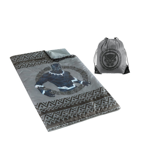 Idea Nuova Marvel Black Panther 2 Piece Sling Bag and Sleeping Bag Set, 30" Wx54 L, Ages 3+