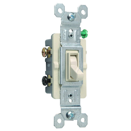 Legrand-Pass & Seymour 663LAGU Three Way Toggle Switch 15-Amp 120-volt Grounded Light, Almond