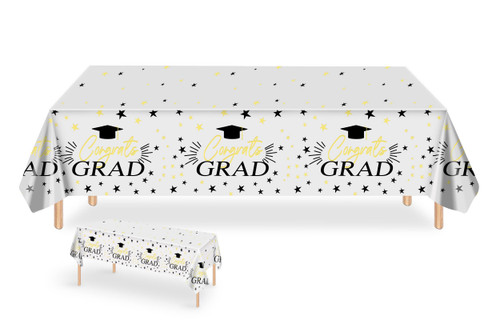 6 Packs Disposable Graduation Party Tablecloths, Plastic Table Cover Decoration for Rectangle Table for Class of 2023 Congrats Grad Party College High School 54" X 108"