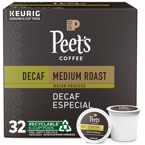 Peet's Coffee, Medium Roast Decaffeinated Coffee K-Cup Pods for Keurig Brewers - Decaf Especial 32 Count (1 Box of 32 K-Cup Pods) Peet's Coffee, Medium Roast Decaffeinated Coffee K-Cup Pods for Keurig Brewers - Decaf Especial 32 Count (1 Box of 32 K-Cup Pods)