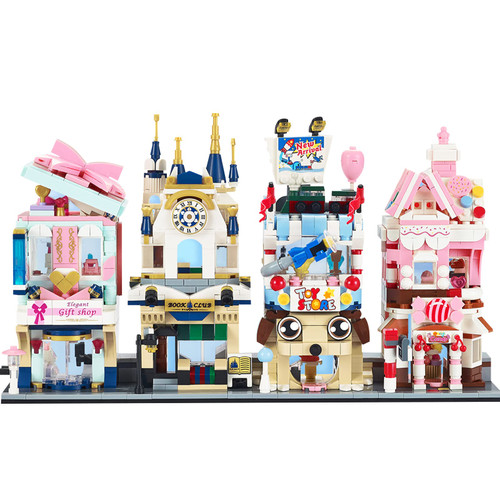 ZiChengXin Dream Street View Shop Bricks, Mini DIY Building Blocks Model MOC Construction Toy (4 Models)