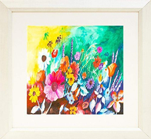 Buyartforless Framed Melody of Colors I by Elizabeth Stack 20x16 Matted Art Print Poster Colorful Floral Garden with Mixed Colorful Flowers Painting