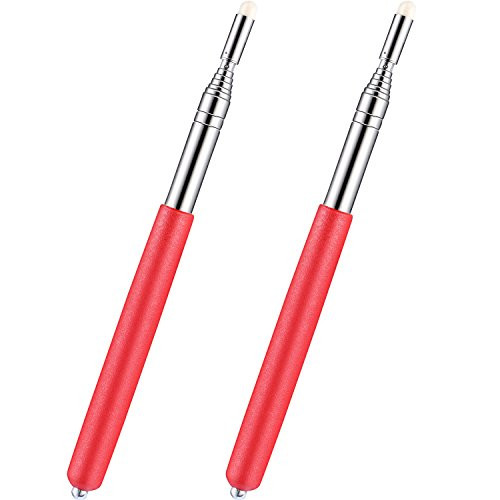 Frienda 2 Pieces Telescoping Pointers, Classroom Whiteboard Teacher Pointer Retractable Presentation Teaching Pointer Stick for Teachers (Red)