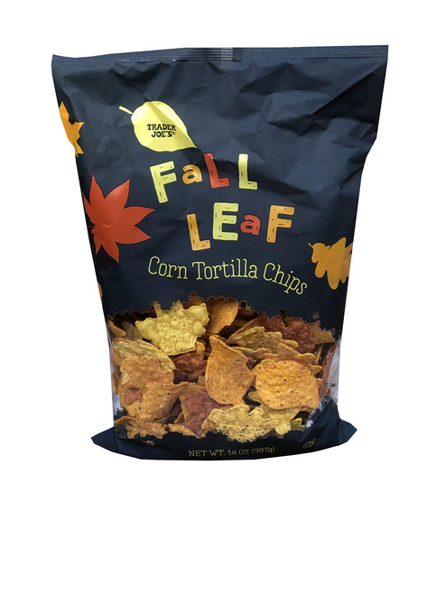 LIMITED EDITION Trader Joe's Fall Leaf Colorful Autumn Festive Corn Tortilla Chips - Pack of 2 Bags (14oz - 397g)