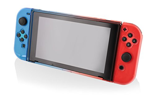 Nyko Thin Case - Dockable Protective Case with Tempered Glass Screen Protector for Nintendo Switch - Red/Blue