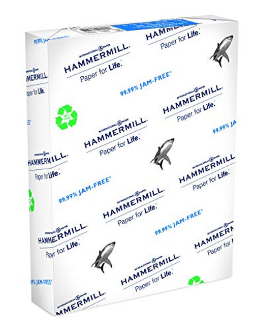 Hammermill Paper, Great White 100% Recycled Printer Paper, 8.5 x 11 Paper, Letter Size, 20lb Paper, 92 Bright, 1 Ream / 500 Sheets (086790R) Acid Free Paper