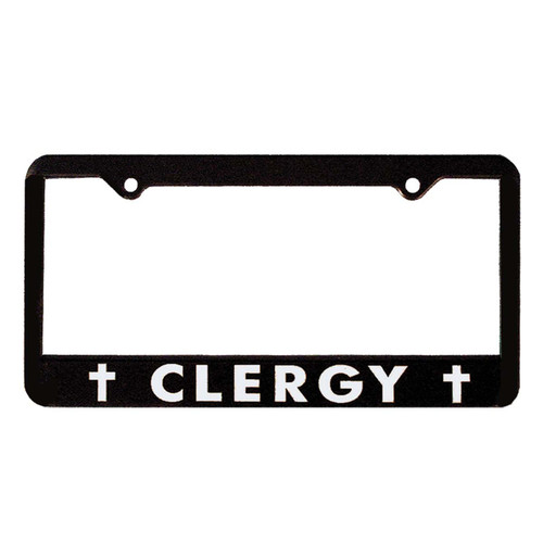 Clergy Cross License Plate Frame | Universal Car License Plate Cover | Rust-Proof, Weather-Proof | Durable Plastic License Plate Holder | Made in The USA