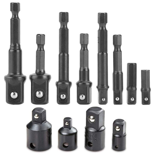 Mesee 12 In 1 Impact Socket Adapter Set, Air Impact Ratchet Wrenches Conversion Tool 8Pcs Impact Socket Adapter Extension Bar Set & 4Pcs Drive Socket Adapter Converter Reducer Set | 1/4" 3/8" 1/2"